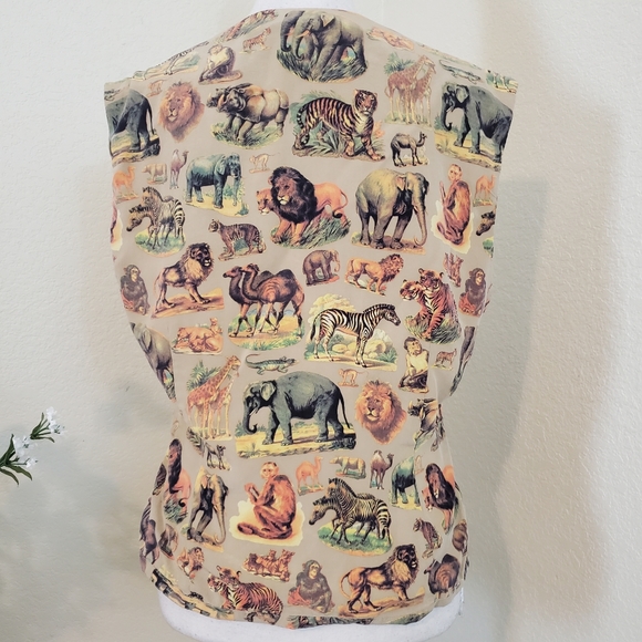 Unique Vintage Silk animal Vest by Anne Pinkerton! Size Large. - Picture 3 of 10